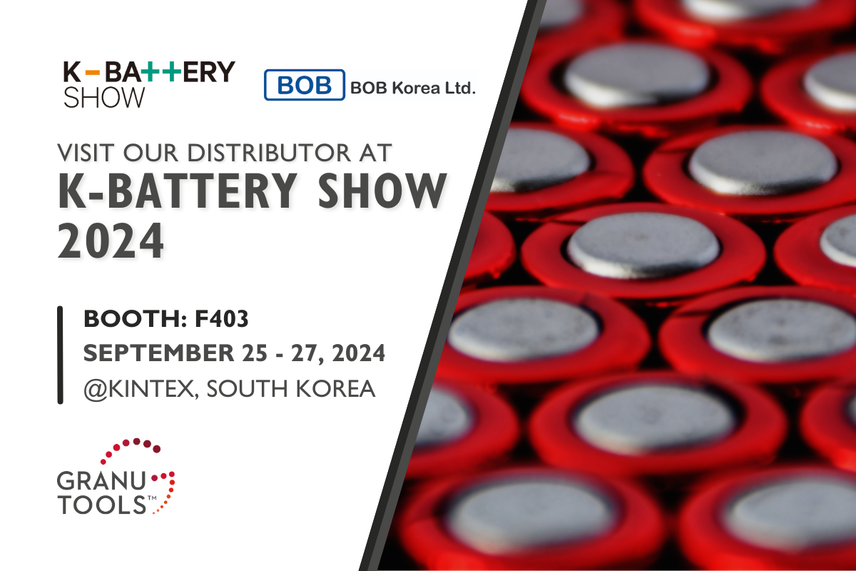 banner of Granutools to share that Bob Korea, our distributor, will attend K-Battery 2024 from September 25 to 27 in Kintex, South Korea